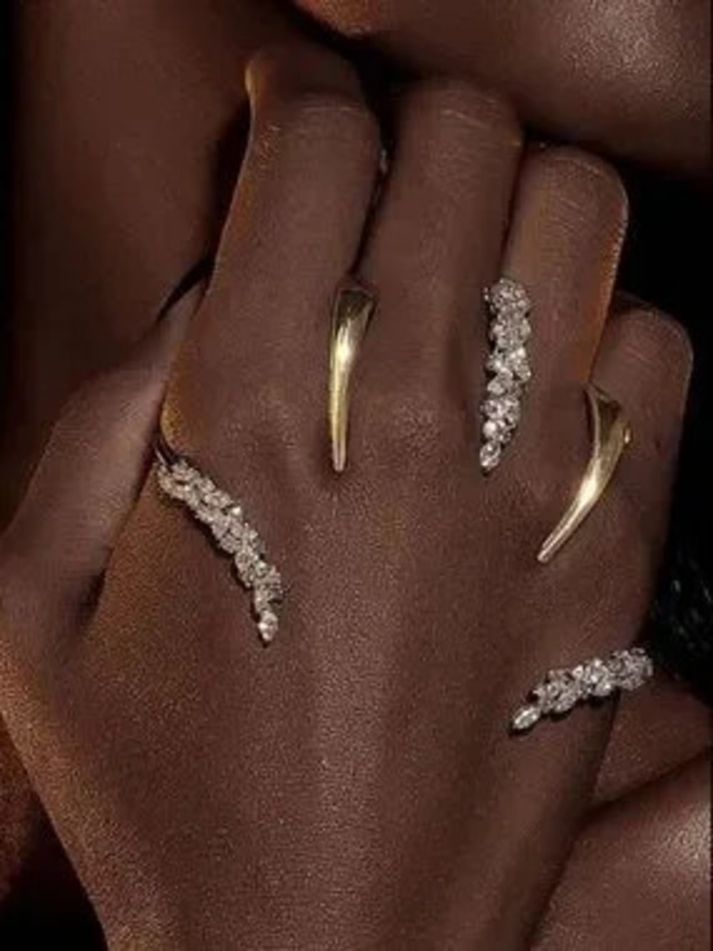 Sculptural Radiance Crystal Cuff Ring Luxury Fashion Jewelry